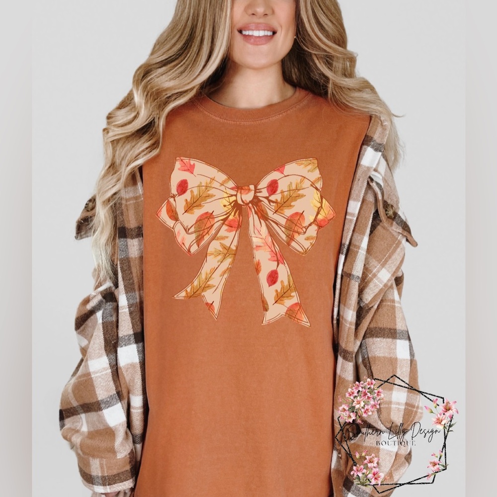 Leaves Bow Comfort Colors T-Shirt